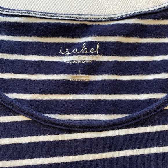 Maternity Stretch short sleeved T-Shirt Dress- Navy blue with white stripes. SzL - Picture 6 of 8